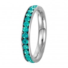 Stainless Steel December Turquoise Birthstone Stackable Eternity Ring